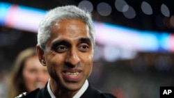 U.S. Surgeon General Dr. Vivek H. Murthy is pictured May 29, 2024, in Seattle. In a column published June 17, 2024, he called for warning labels to be placed on social media applications, saying the platforms may damage youths' mental health.