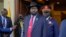 FILE - South Sudan's President Salva Kiir arrives at Juba's Presidential Palace, South Sudan, Feb. 3, 2023. 