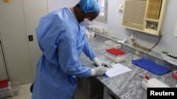 FILE - A staff member works at National Public Health Laboratory in Khartoum, Sudan, in this undated image posted to social media on Dec. 31, 2020. Fighters in Sudan have taken over a national laboratory holding samples of deadly diseases, the WHO said April 26, 2023.