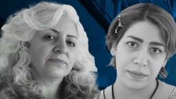 رضوانه احمدخان‌بیگی (راست) و ناهید شیرپیشه، زندانیان سیاسی