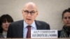 FILE - U.N. High Commissioner for Human Rights Volker Türk delivers a report at the 55th session of the Human Rights Council in Geneva, Feb. 29, 2024.