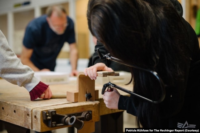 Frank Rasche teaches woodwork and technical education at Ursula Kuhr Schule. (Patricia Kühfuss for The Hechinger Report)