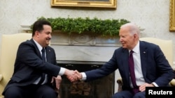دیدار جو بایدن رئیس جمهوری ایالات متحده با محمد شیاع السودانی نخست وزیر عراق در کاخ سفید - ۲۷ فروردین ۱۴۰۳ 