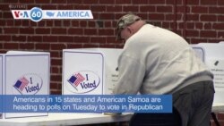 VOA60 America - Millions of Americans vote in primaries on Super Tuesday