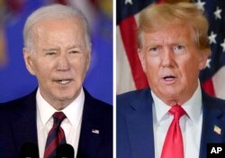 En esta foto combinada, el presidente Joe Biden habla en Milwaukee, el 13 de marzo de 2024, izquierda, y el expresidente Donald Trump habla en Nueva York, el 11 de enero de 2024.