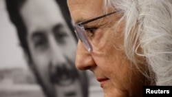 FILE - Debra Tice, mother of journalist Austin Tice, who disappeared while reporting in Syria in 2012, holds a news conference at the National Press Club in Washington on May 2, 2023. Continuing to advocate on behalf of Austin Tice will be a priority of the Press Freedom Center.