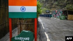 FILE - This picture taken on April 4, 2023, shows an Indian border post near the frontier with China in Khinzemane, in India's Arunachal Pradesh state.