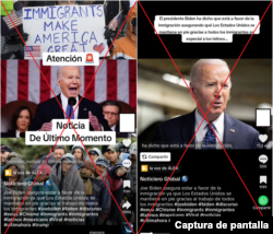 Capturas de desinformación en TikTok.