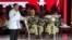 Indonesia's Defense Minister and presidential candidate, Prabowo Subianto speaks during a televised debate at the Istora Senayan stadium in Jakarta, Jan. 7, 2024.