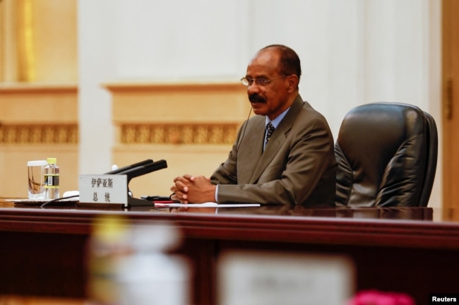FILE - Eritrean President Isaias Afwerki attends a meeting at the Great Hall of the People, in Beijing, China, May 15, 2023.