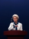 FILE - European Commission President Ursula von der Leyen speaks during a press conference at the European Union Delegation to China compound after meeting with Chinese President Xi Jinping and Premier Li Qiang in Beijing, Dec. 7, 2023.