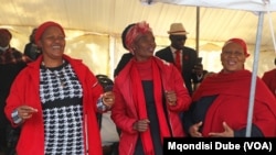 FILE - Women who support the Botswana Democratic Party attend a memorial service for President Mokgweetsi Masisi's mother in Moshupa, Botswana, June 7, 2023. Women have remained largely on the sidelines of political representation in Botswana.