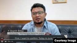 Y Quynh Bdap, co-founder of Montagnards Stand for Jutice, speaks on his video, June 7 2024.