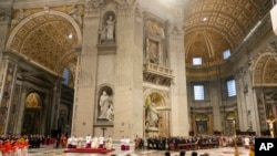 Pope Francis presides over the second vespers in St. Peter's Basilica on Ascension Day, May 9, 2024.