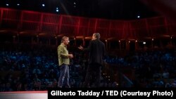 Gary Marcus and Host Chris Anderson speak at SESSION 2 at TED2023: Possibility. April 17-21, 2023, Vancouver, BC, Canada. 