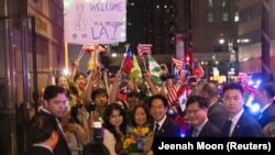 台湾副总统赖清德于2023年8月12日抵达美国纽约市曼哈顿的乐天皇宫酒店 (路透社)