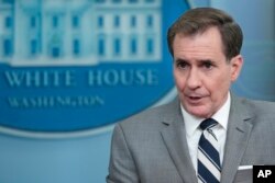 National Security Council spokesman John Kirby speaks during the daily briefing at the White House in Washington, Thursday, April 20, 2023. (AP Photo/Susan Walsh)