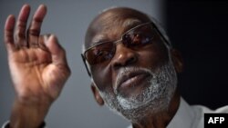 FILE - In this file photo taken on Aug. 3, 2016 US jazz pianist and composer Ahmad Jamal speaks during the Marciac Jazz Festival in Marciac, France.