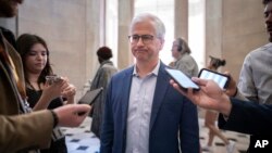 Rep. Patrick McHenry, R-N.C., a key ally of House Speaker Kevin McCarthy, talks to the media at the Capitol in Washington, May 19, 2023. 