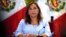 FILE - Peruvian President Dina Boluarte gives a press conference at the government palace in Lima, Peru, Feb. 10, 2023. 