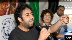 Moroccan journalist Omar Radi speaks during a press conference at the Moroccan Association of Human Rights headquarters in Rabat, Morocco, on Aug. 10, 2024.