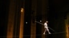 Philippe Petit performs during his show Towering, at the Cathedral Church of St. John the Divine, in New York City on Aug. 8, 2024. 