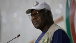 FILE - Head of The Economic Community of West African States Observation Mission and former Sierra Leone president Ernest Bai Koroma addresses a press conference in Abuja, Nigeria, on February 27, 2023.