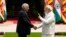 Indian Prime Minister Narendra Modi welcomes Sri Lankan President Ranil Wickremesinghe before their meeting in New Delhi, July 21, 2023.