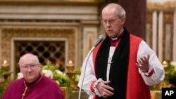 Archbishop of Canterbury Justin Welby delivers a speech in St. Paul's Basilica, in Rome, Jan. 25, 2024.