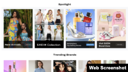 With trendy, colorful offerings listed on its website, seen above, online retailer Shein has made big inroads in the U.S. and is regarded as one of the upstart rivals to Amazon. 