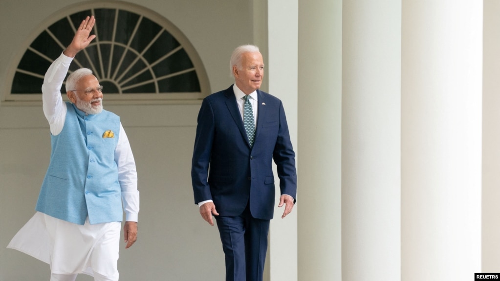 美國總統拜登在白宮會晤印度總理莫迪。(2023年6月22日)