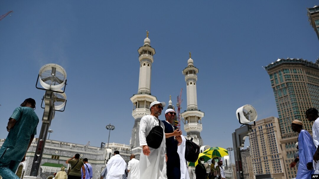 Muslim worshippers and pilgrims gather at the Grand Mosque in the holy city of Mecca on June 25, 2023, during the annual Hajj pilgrimage.