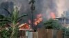 မဏိပူရ အဓိကရုဏ်းအတွင်း မီးလောင်နေတဲ့ လူနေအိမ်များ၊ မေ ၂၈ ၊ ၂၀၂၃ 
