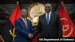Secretary of Defense Lloyd J. Austin III shakes hands with President of Angola João Lourenço in Luanda, Angola, Sept. 27, 2023. 