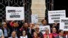 FILE - Tunisian judges and lawyers gather in a protest calling upon authorities for independence in the judicial system, in Tunis on June 1, 2023. 