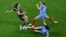 Jamaica's Solai Washington, left, with France's Estelle Cascarino and Kenza Dali during the FIFA Women’s World Cup at Sydney Football Stadium, in Sydney, Australia, July 23, 2023.
