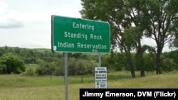 Standing Rock Nation welcome sign in Cannonball, North Dakota.
