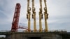 FILE - A Chinese-built port terminal is seen outside Kyaukphyu, Myanmar, May 18, 2017.