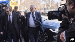 Sen. Bob Menendez, Democrat representing New Jersey, arrives at Manhattan federal court, March 11, 2024, in New York.