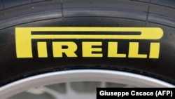 A Pirelli tire is pictured in the paddock at the Jeddah Corniche Circuit on March 16, 2023, ahead of the 2023 Saudi Arabia Formula One Grand Prix. (Photo by Giuseppe CACACE / AFP)