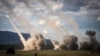 A missile is launched from a US military HIMARS system during joint military drills at a firing range in northern Australia as part of Exercise Talisman Sabre, in Shoalwater Bay, July 22, 2023. 