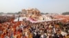 This handout photo taken on Jan. 22, 2024 and released by Indian Press Information Bureau (PIB) shows a general view of the Ram temple in Ayodhya in India's Uttar Pradesh state. 