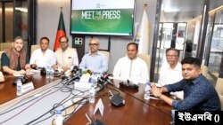 ঢাকার উত্তরায়, বিজিএমইএ কার্যালয়ে এক সংবাদ সম্মেলনে সংগঠনের সভাপতি ফারুক হাসান। ১২ নভেম্বর, ২০২৩।