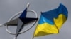 资料照：乌克兰国旗和北约标识