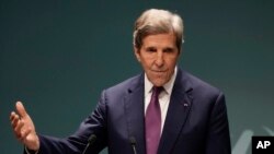 FILE - John Kerry, US Special Presidential Envoy for Climate, speaks during a news conference at the COP28 U.N. Climate Summit, Dec. 6, 2023, in Dubai, United Arab Emirates. 