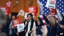 Republican presidential candidate and former U.N. Ambassador Nikki Haley speaks at a campaign event in Adel, Iowa, Jan. 14, 2024.