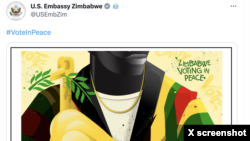 Partial screenshot of a recent social media post by the U.S. Embassy in Zimbabwe.