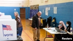 Voting in Detroit, Michigan during the presidential primary on February 27, 2024.