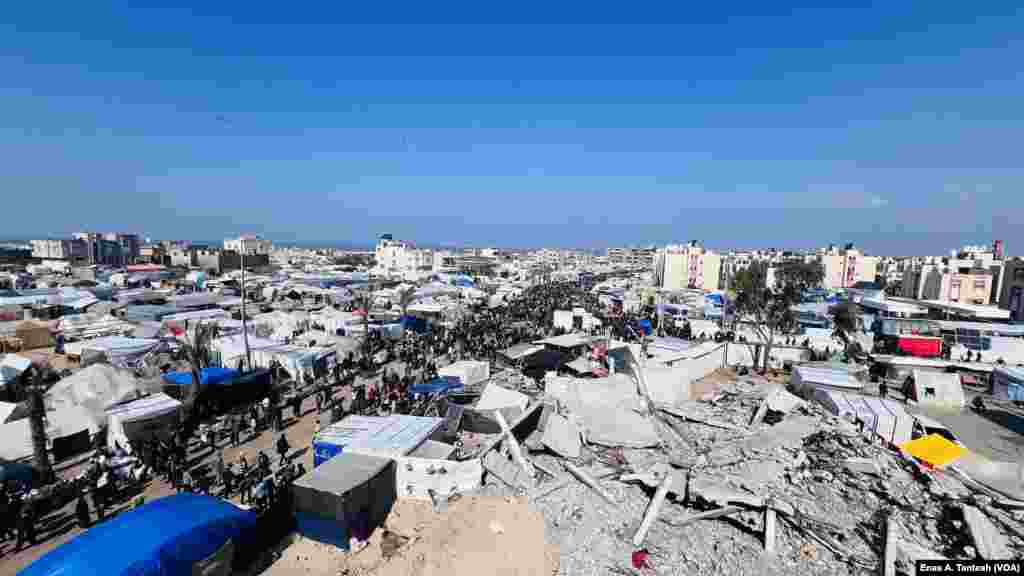 Since the war began in October, civilians have fled south, and now most of the population of Gaza lives by the Egyptian border in Rafah, in Feb. 2024.