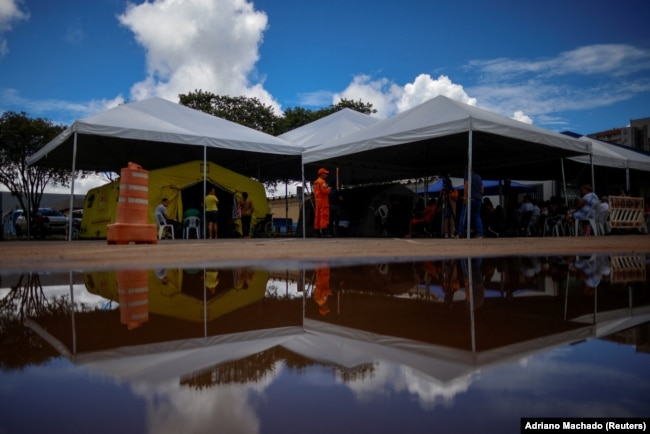 A dengue emergency medical care tent in the Samambaia neighborhood of Brasilia, Brazil January 23, 2024. (REUTERS/Adriano Machado)